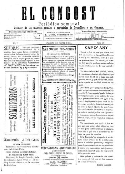 El Congost, 6/2/1887 [Issue]