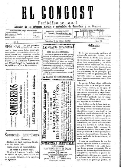 El Congost, 20/2/1887 [Issue]