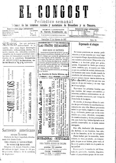 El Congost, 27/2/1887 [Ejemplar]