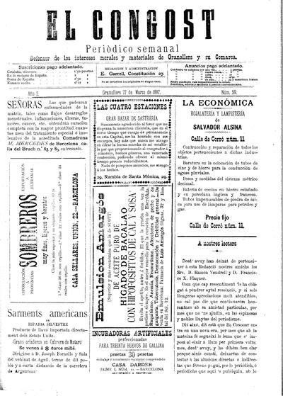 El Congost, 27/3/1887 [Exemplar]
