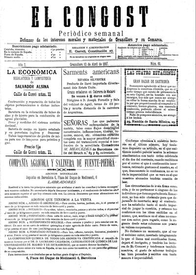El Congost, 10/4/1887 [Ejemplar]