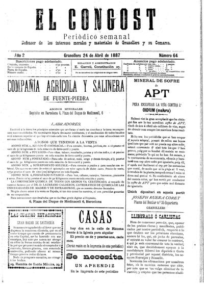 El Congost, 24/4/1887 [Exemplar]