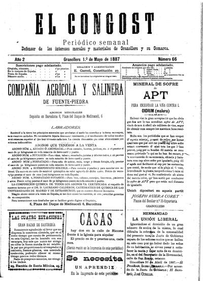 El Congost, 1/5/1887 [Issue]