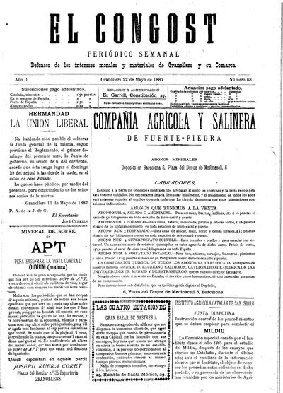 El Congost, 22/5/1887 [Exemplar]