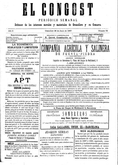 El Congost, 26/6/1887 [Ejemplar]