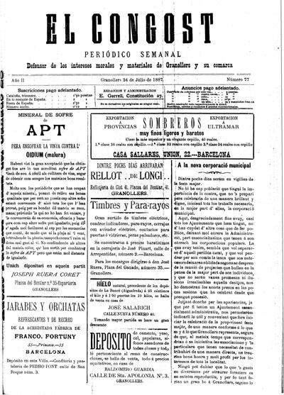 El Congost, 24/7/1887 [Ejemplar]