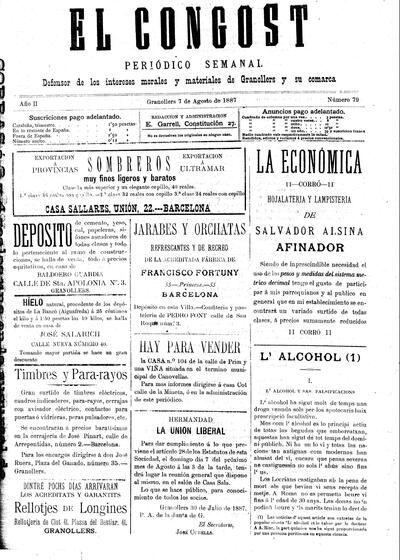El Congost, 7/8/1887 [Exemplar]