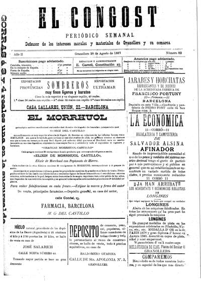 El Congost, 28/8/1887 [Ejemplar]