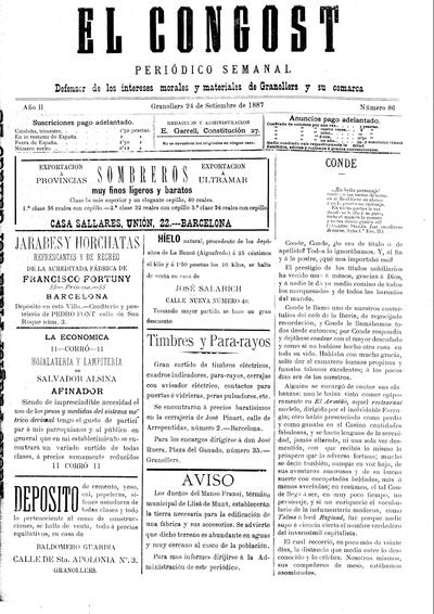 El Congost, 24/9/1887 [Ejemplar]