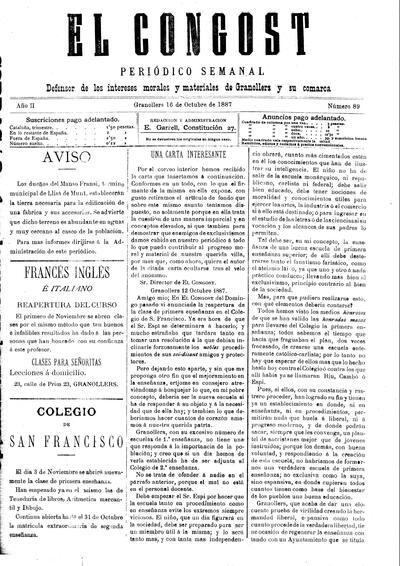 El Congost, 16/10/1887 [Ejemplar]
