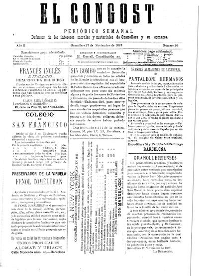 El Congost, 27/11/1887 [Issue]