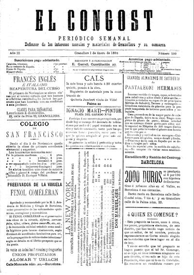 El Congost, 1/1/1888 [Issue]