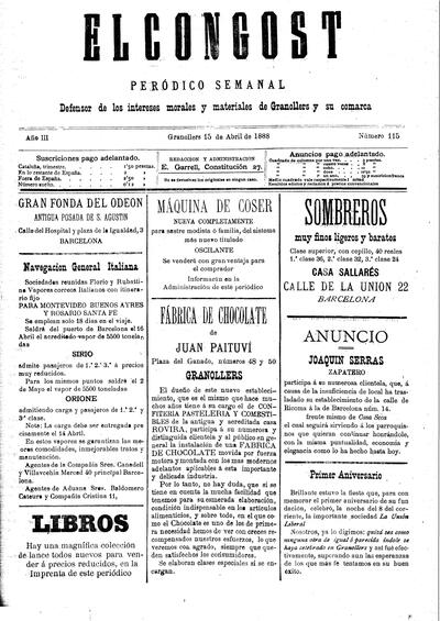 El Congost, 15/4/1888 [Ejemplar]