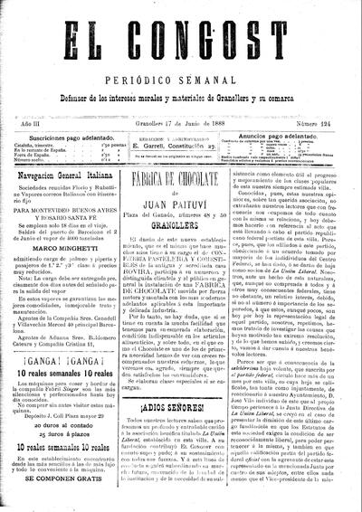 El Congost, 17/6/1888 [Ejemplar]