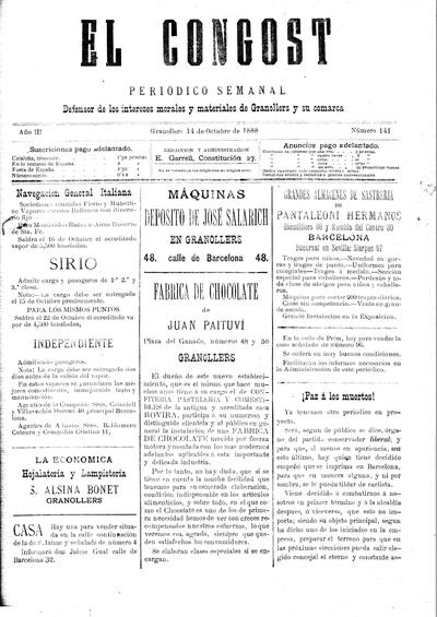 El Congost, 14/10/1888 [Ejemplar]