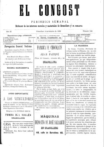 El Congost, 4/11/1888 [Ejemplar]