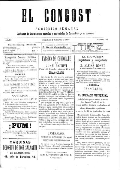 El Congost, 2/12/1888 [Ejemplar]