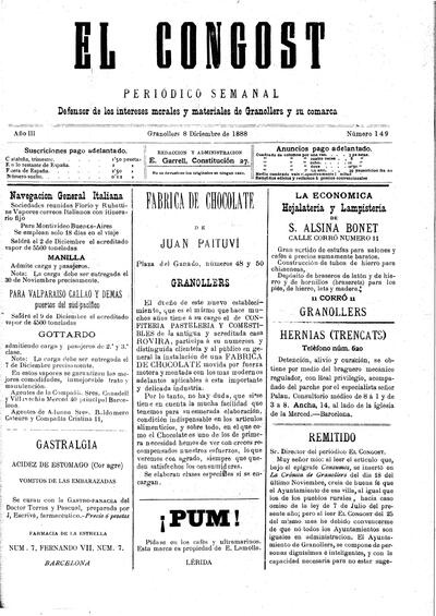 El Congost, 8/12/1888 [Ejemplar]