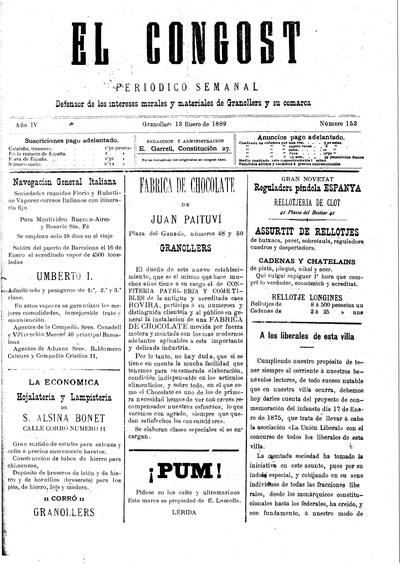 El Congost, 13/1/1889 [Exemplar]