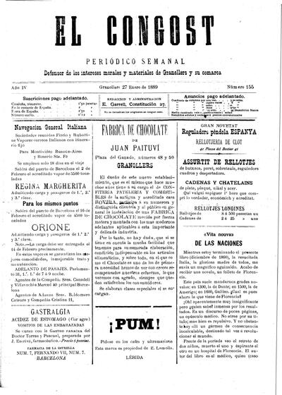 El Congost, 27/1/1889 [Ejemplar]