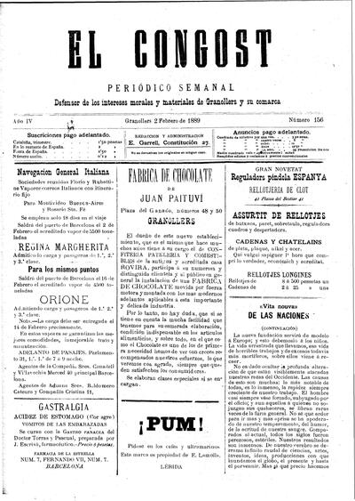 El Congost, 2/2/1889 [Ejemplar]