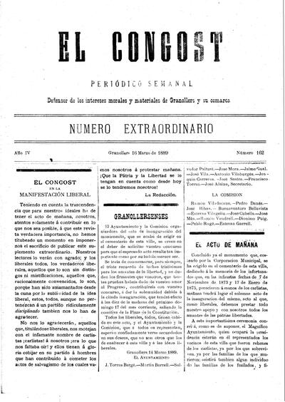 El Congost, 16/3/1889 [Ejemplar]