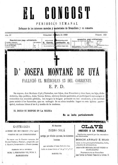 El Congost, 17/3/1889 [Ejemplar]