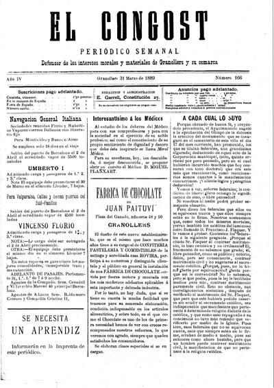 El Congost, 31/3/1889 [Ejemplar]