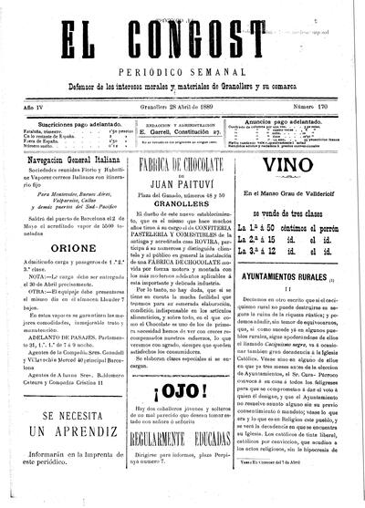 El Congost, 28/4/1889 [Ejemplar]