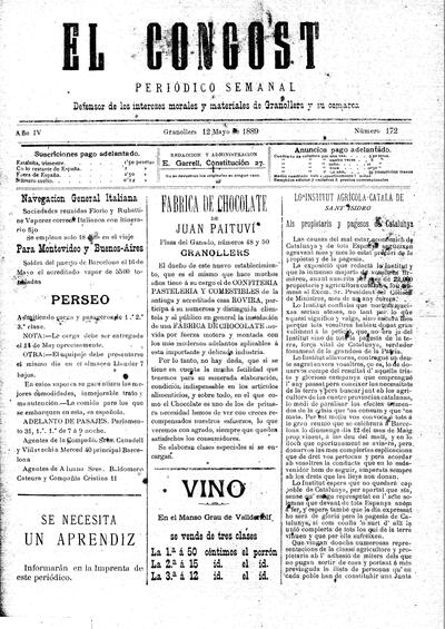El Congost, 12/5/1889 [Ejemplar]