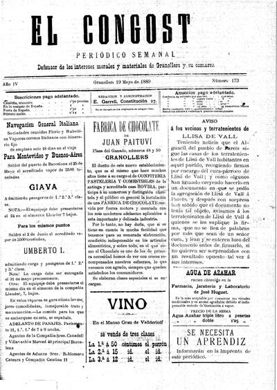 El Congost, 19/5/1889 [Ejemplar]