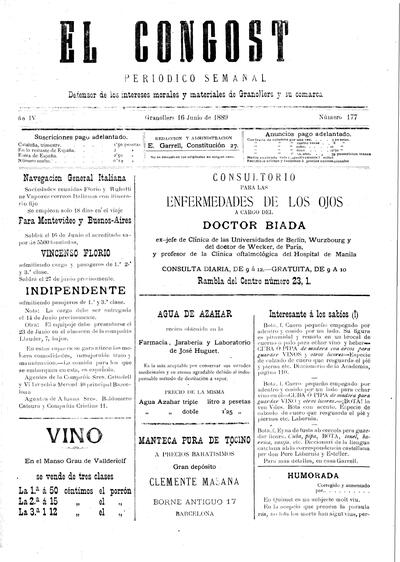 El Congost, 16/6/1889 [Ejemplar]