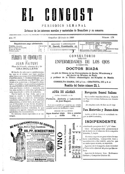 El Congost, 23/6/1889 [Ejemplar]