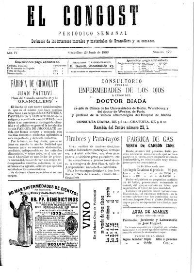 El Congost, 29/6/1889 [Ejemplar]