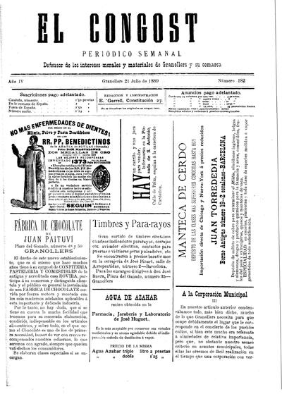 El Congost, 21/7/1889 [Ejemplar]