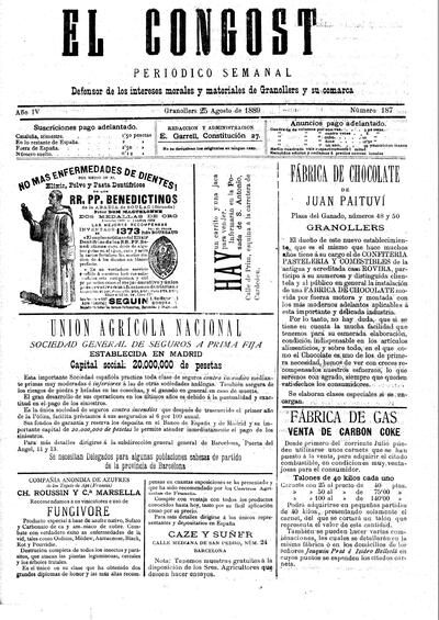 El Congost, 25/8/1889 [Ejemplar]