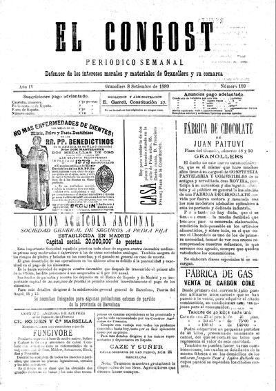 El Congost, 8/9/1889 [Ejemplar]