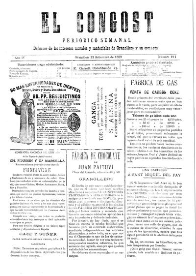 El Congost, 22/9/1889 [Exemplar]