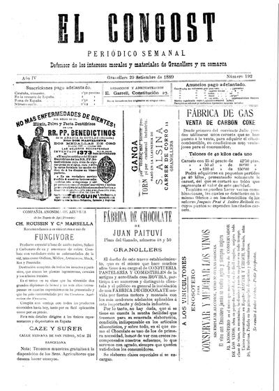 El Congost, 29/9/1889 [Exemplar]