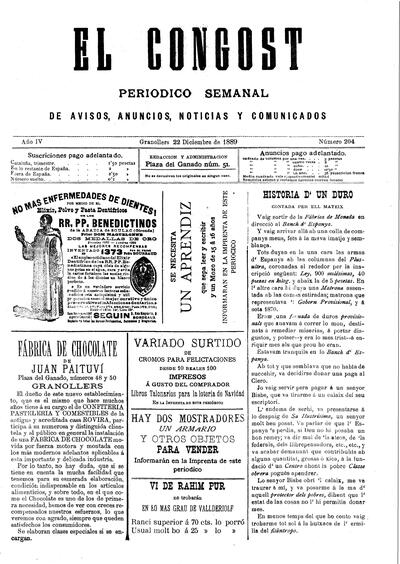 El Congost, 22/12/1889 [Exemplar]