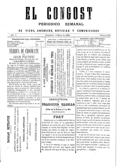 El Congost, 9/3/1890 [Exemplar]