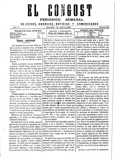 El Congost, 13/4/1890 [Exemplar]