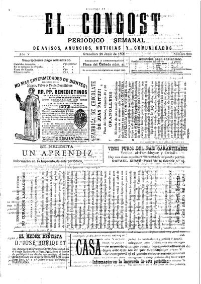 El Congost, 29/6/1890 [Exemplar]