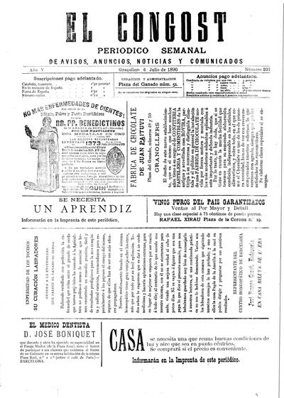 El Congost, 6/7/1890 [Issue]