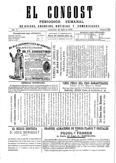 El Congost, 20/7/1890 [Issue]