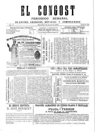 El Congost, 10/8/1890 [Issue]