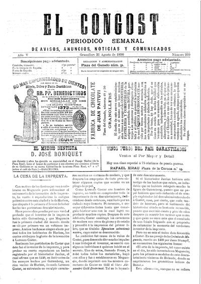 El Congost, 31/8/1890 [Issue]