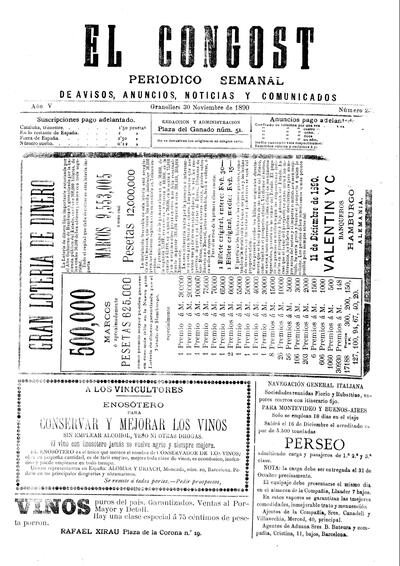 El Congost, 30/11/1890 [Issue]