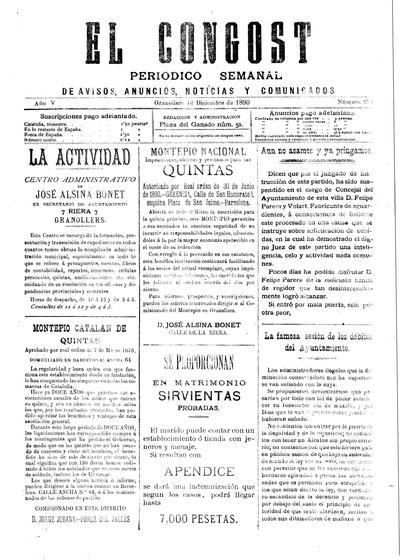 El Congost, 14/12/1890 [Issue]