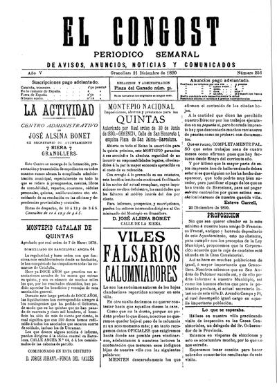 El Congost, 21/12/1890 [Issue]